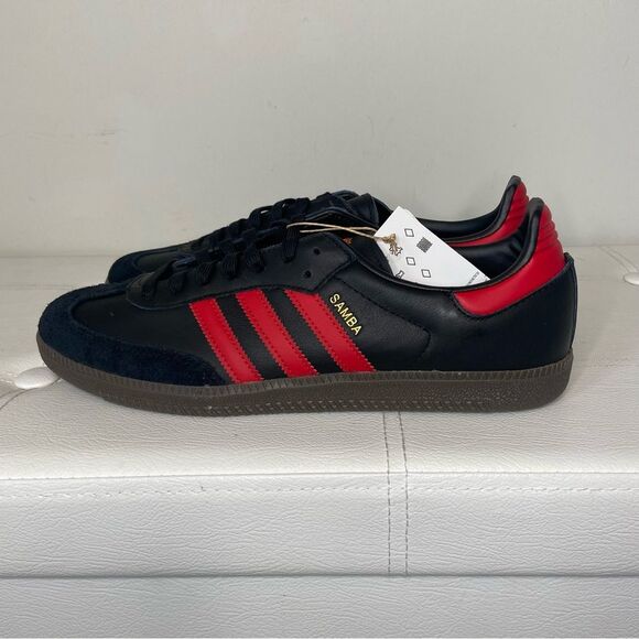 Adidas Samba Manchester United Soccer Athletic Team Shoes Black Red Gum Sz 11.5 main image 6